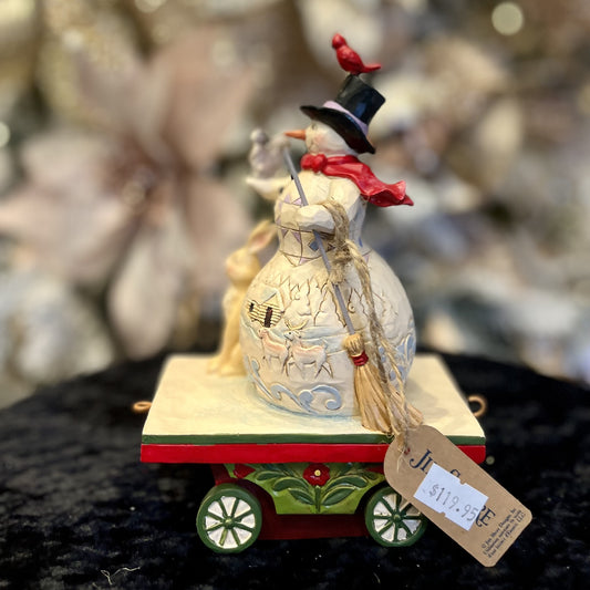 JIM SHORE - HWC 16CM SNOWMAN TRAIN CARRIAGE 6008133