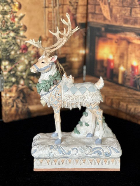 JIM SHORE HWC WHITE WOODLAND REINDEER CENTREPIECE 6008870