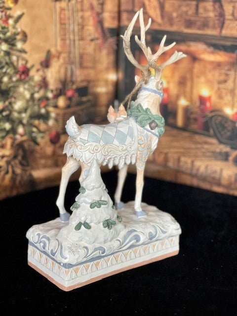 JIM SHORE HWC WHITE WOODLAND REINDEER CENTREPIECE 6008870