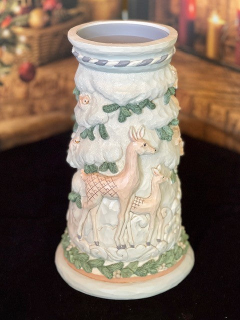 JIM SHORE HWC WHITE WOODLAND DEER CANDLEHOLDER 6008871