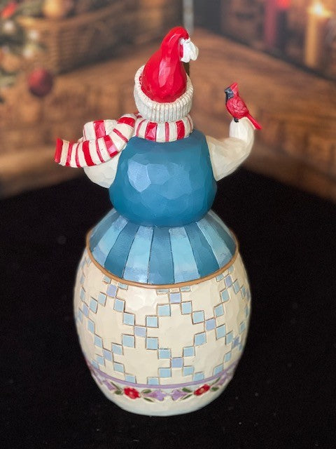 JIM SHORE HWC - SNOWMAN WITH CARDINAL 6008918