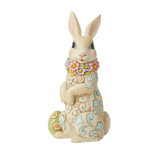 JIM SHORE HWC - EASTER BUNNY WITH FLORAL WREATH 6010278
