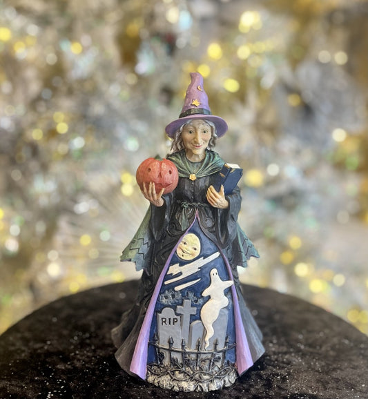 JIM SHORE HEARTWOOD CREEK WITCH WITH GRAVEYARD SCENE 6010667