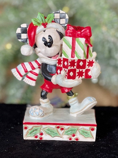 JIM SHORE DISNEY TRADITIONS MICKEY WITH STACKED PRESENTS 6010869