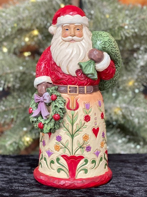 JIM SHORE HEARTWOOD CREEK SANTA WITH WREATH & BAG 6010823