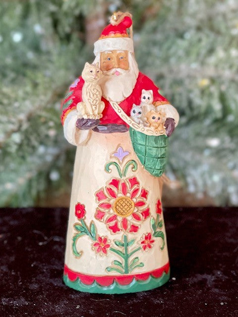 JIM SHORE HWC SANTA HOLDING CAT HANGING ORNAMENT 6011495