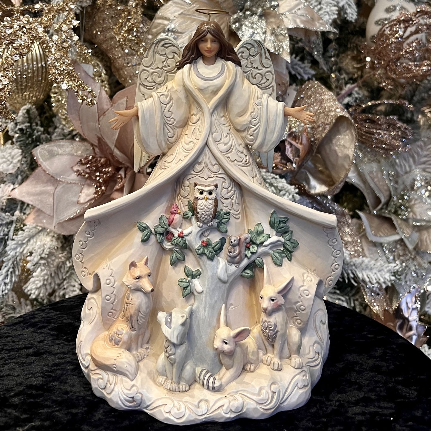 JIM SHORE HWC - WHITE WOODLAND ANGEL WITH COAT 6012678