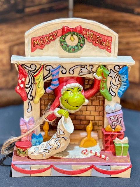 JIM SHORE GRINCH IN FIREPLACE 6012693