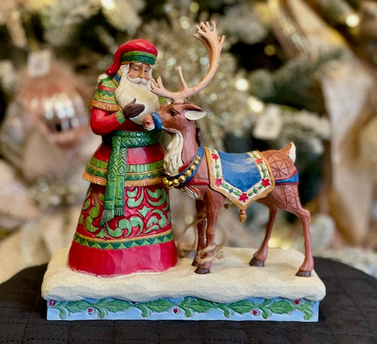 JIM SHORE HWC - LAPLANDER SANTA WITH REINDEER 6015498