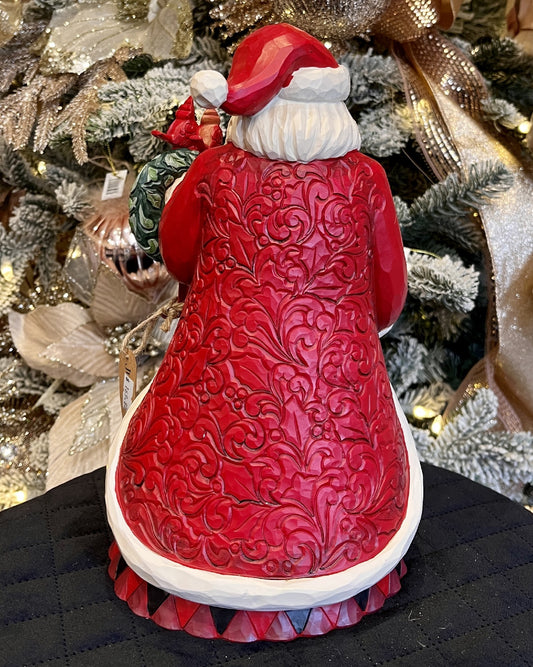 JIM SHORE HWC - HIGHLAND GLEN SANTA WITH WREATH & BIRDHOUSE 6015440