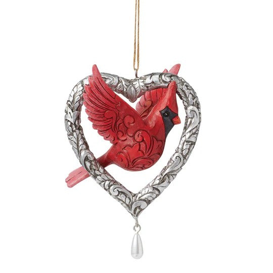 JIM SHORE HWC - CARING CARDINAL HEART HANGING ORNAMENT 6015533