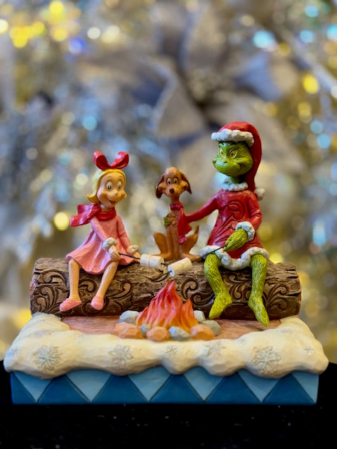 JIM SHORE GRINCH,MAX & CINDY ROASTING MARSHMALLOWS LED 6017072
