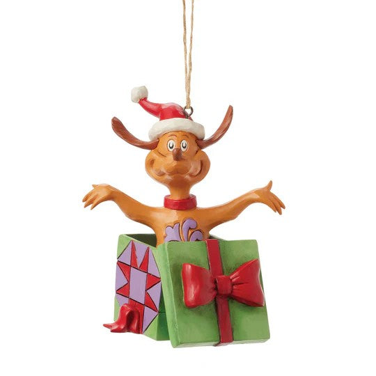 JIM SHORE GRINCH - MAX IN PRESENT HANGING ORNAMENT 6017079