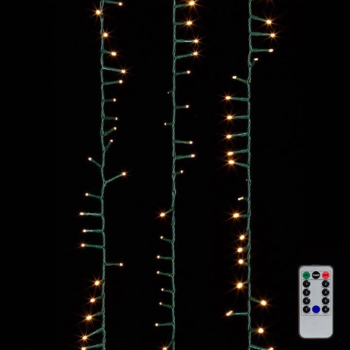 36.5FOOT SNAKE GARLAND GREEN WIRE WITH 500 WARM WHITE LIGHTS INCLUDING REMOTE