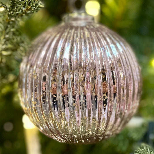 AMETHYST MERCURY FINISH 5 INCH ROUND GLASS HANGING ORNAMENT 4300703