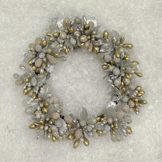 GOLD SILVER BEAD BERRY CANDLE RING 4110102