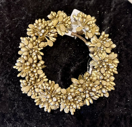 WE THREE KINGS - BEADED BERRY CANDLE RING - GOLD 4110104