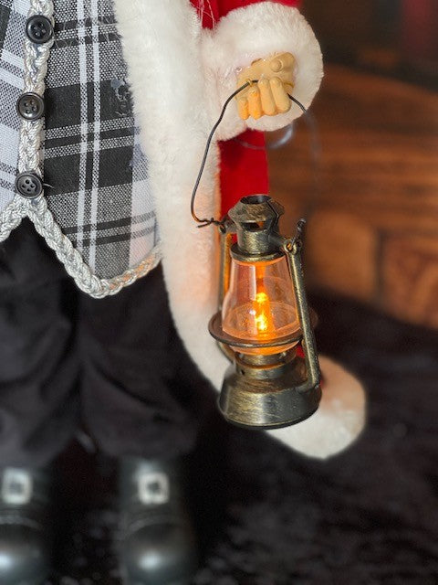 CHRISTMAS VILLAGE SANTA WITH STAFF AND LIGHTED LANTERN 4115501