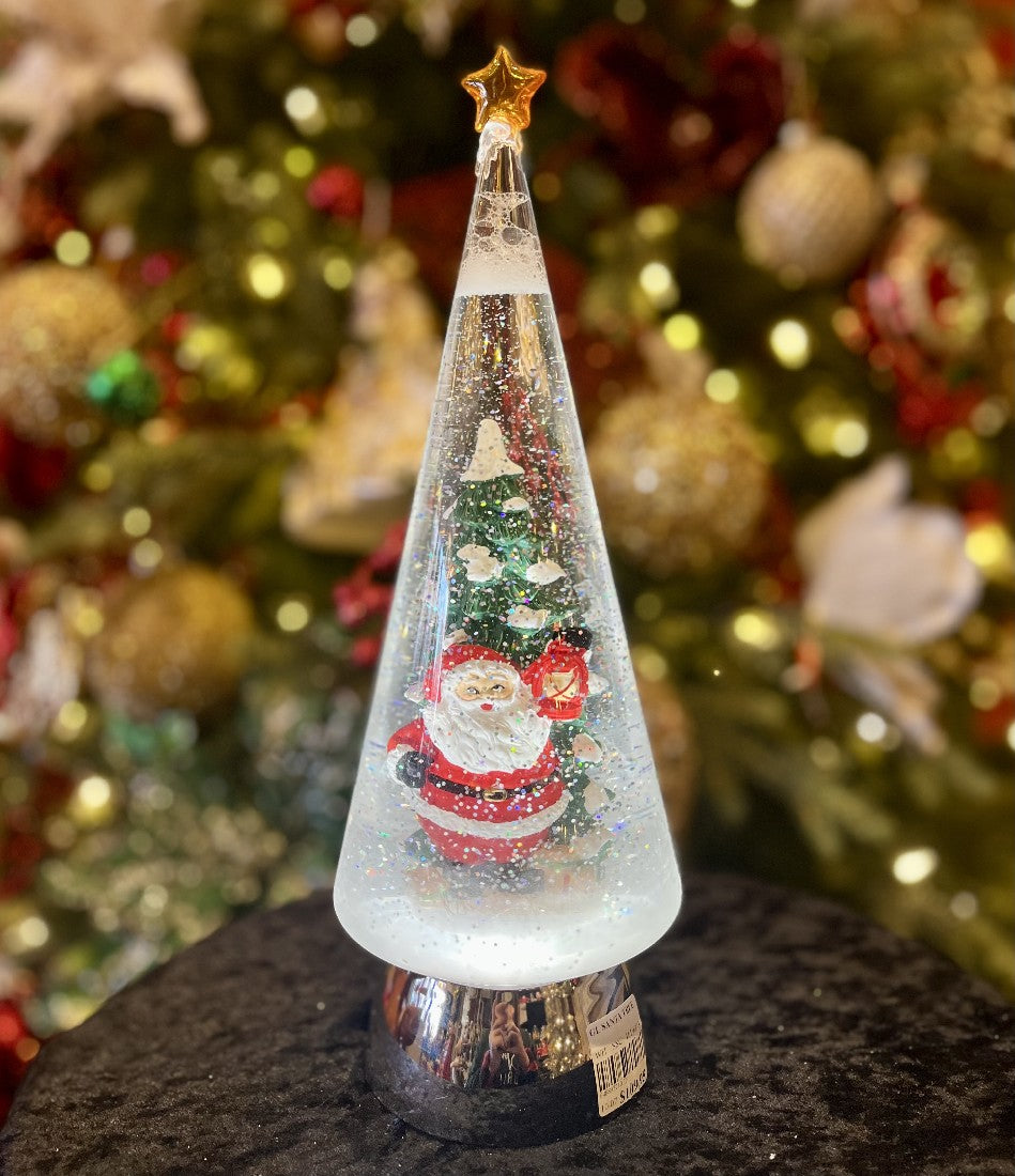 GLITTER LANTERN - SANTA WITH TREE 4119093