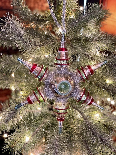 MERCURY LOOK VINTAGE FINIAL STAR HANGING ORNAMENT 4124512