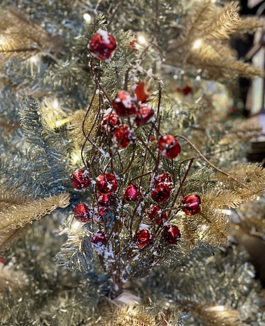 RED SHINY JINGLE BELL SPRAY 28 INCH F4102323