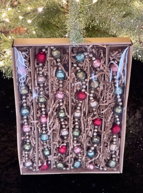 VINTAGE GLASS MULTICOLOURED GEOMETRIC BALL GARLAND G4120904