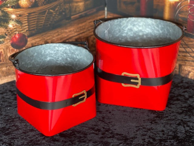 SANTA'S BELT TIN BUCKET SMALL 4128890