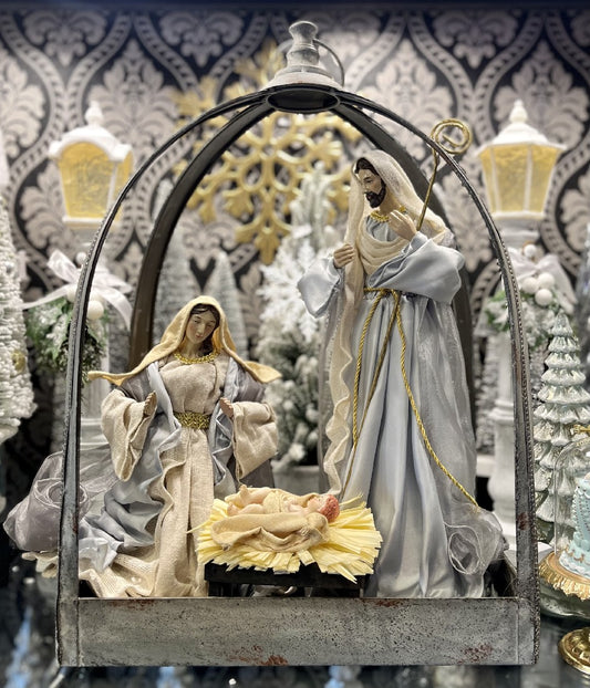 NATURAL NOEL GALVANISED METAL LANTERN HOLDER 4217051