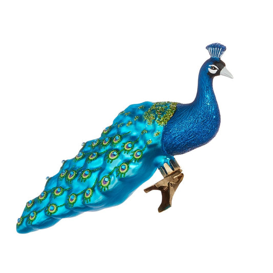 ERIC CORTINA GLASS CLIP ON PEACOCK ORNAMENT 4553124