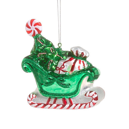 PEPPERMINT SLEIGH GLASS HANGING ORNAMENT 4524842