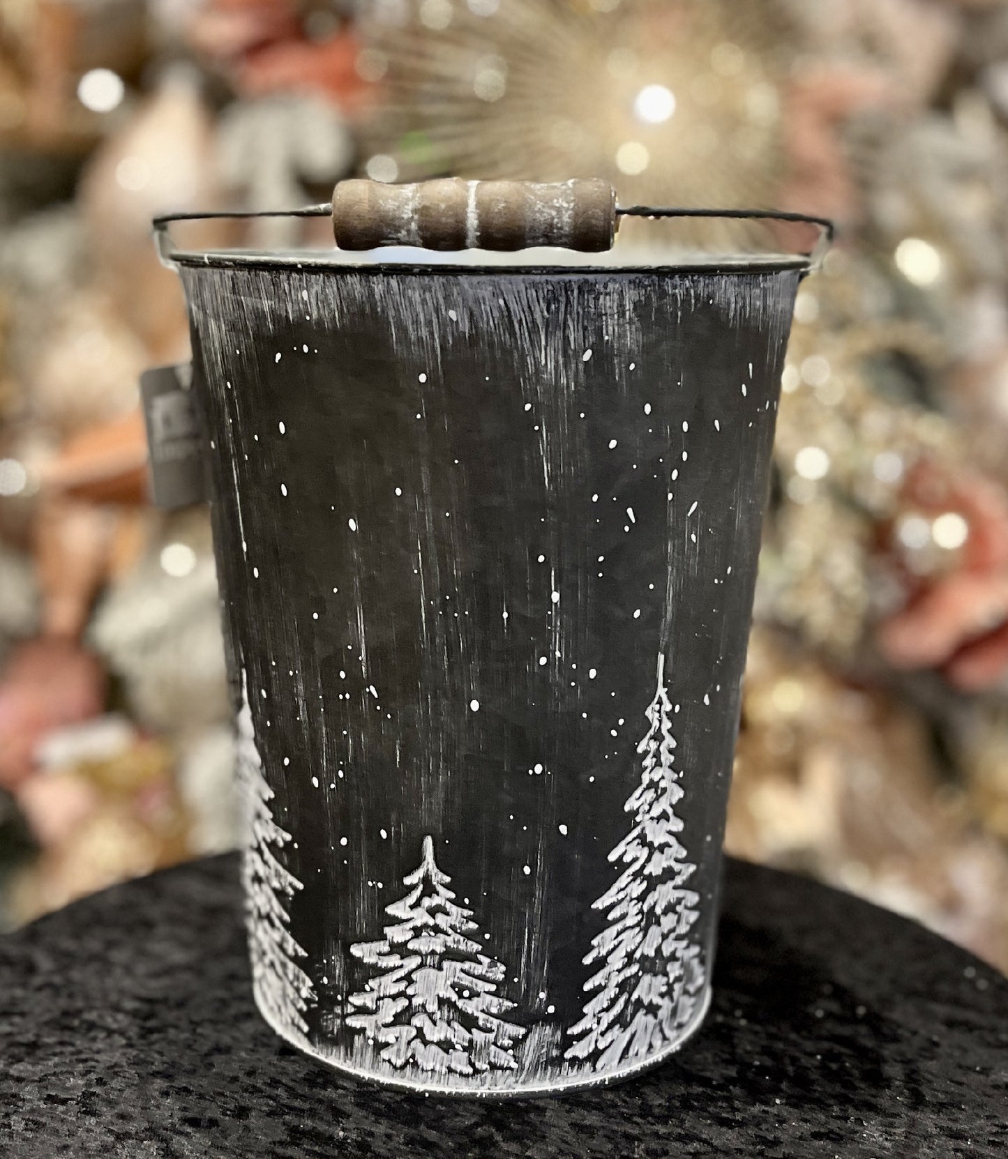 GALVANISED SMALL BUCKET WITH EMBOSSED TREES 8.5 INCH 4355001