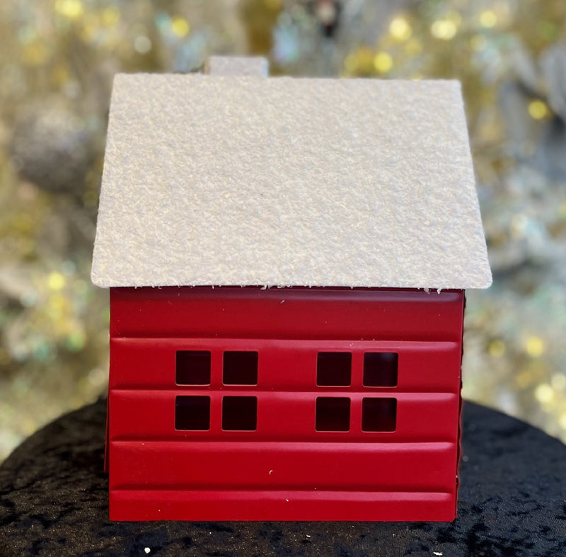 RAZ IMPORTS RED METAL HOUSE WITH SNOWY ROOF 4216339
