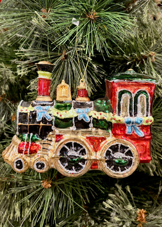 GLASS RED/GREEN TRAIN HANGING ORNAMENT 4552900