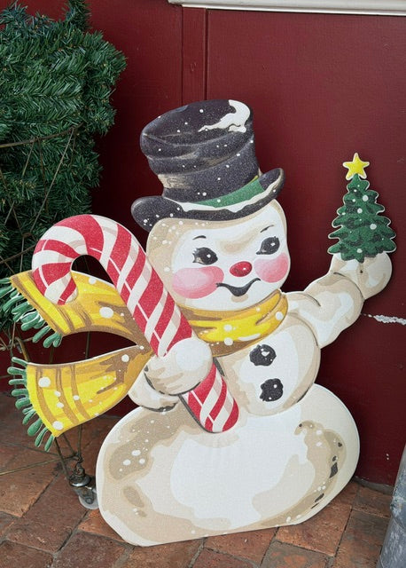 METAL VINTAGE STYLE SNOWMAN YARD STANDING SIGN 4550815