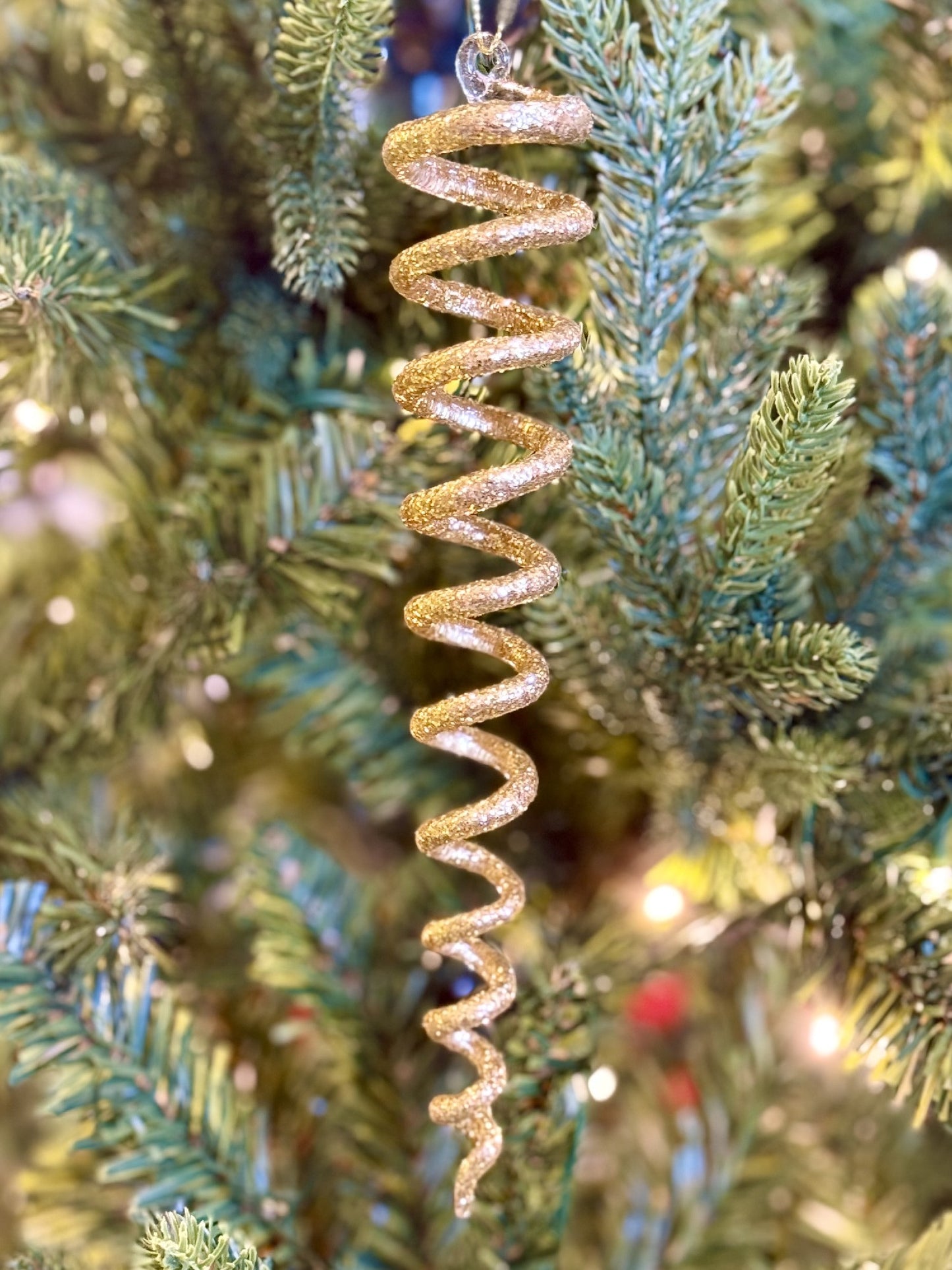 Gold Glass Glitter Icicle Swirl Ornament 4524926
