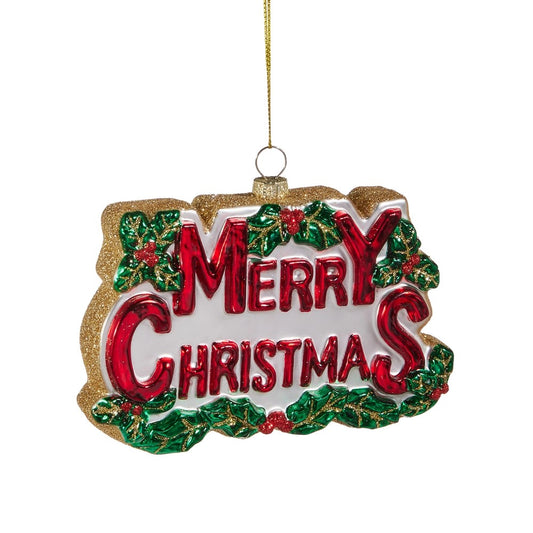 MERRY CHRISTMAS GLASS HANGING ORNAMENT 4524857