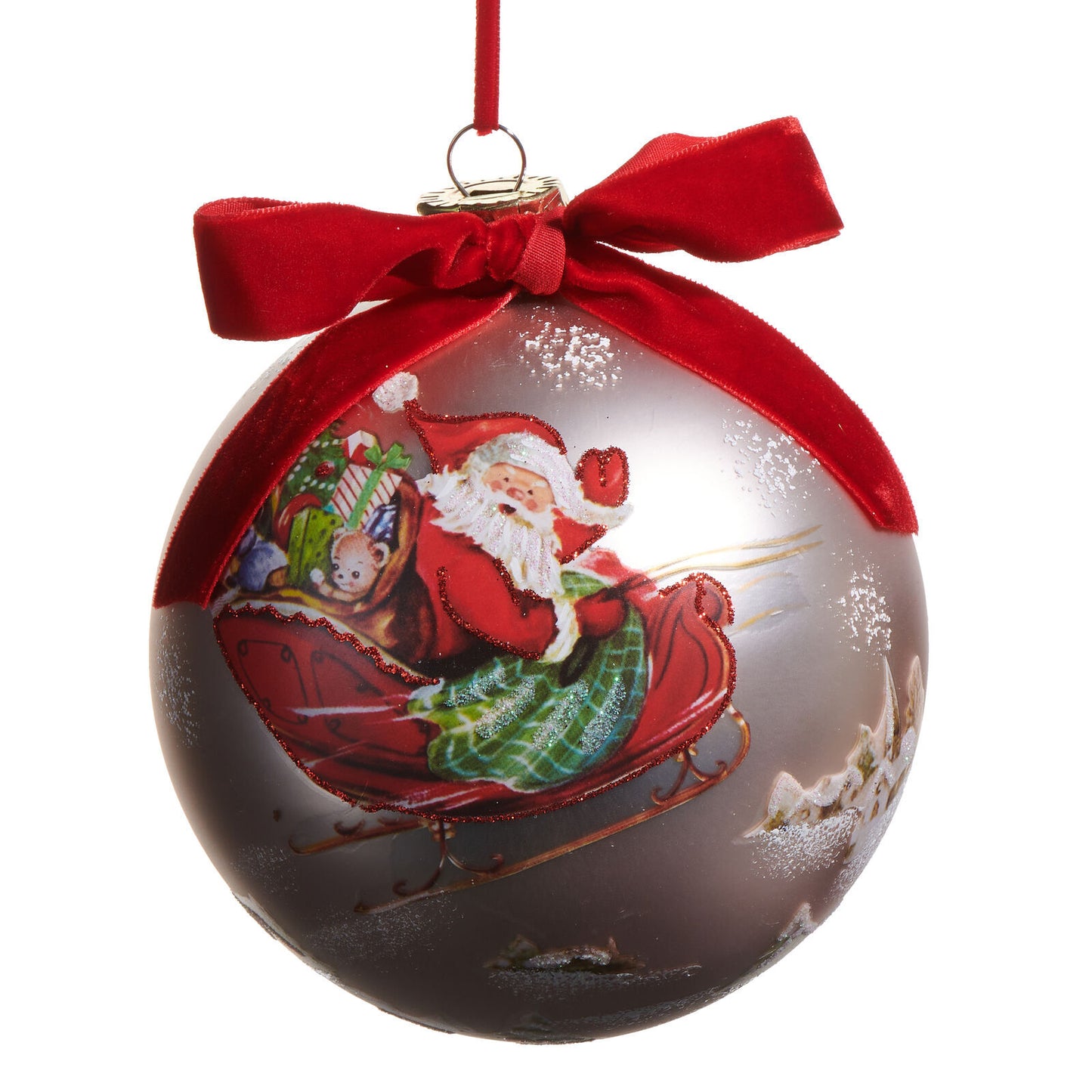 SLEIGH OF MAGIC OF CHRISTMAS ROUND GLASS ORNAMENT 4524600