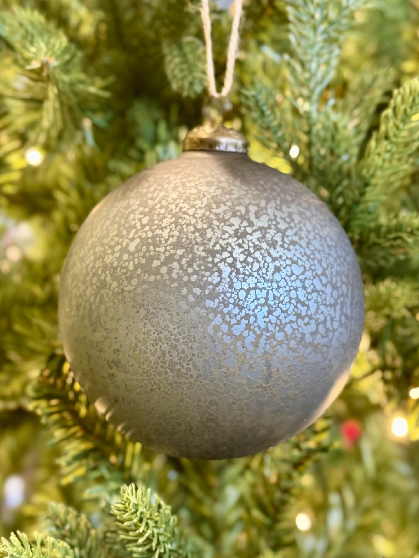 Blue Grey Mercury Round Glass Bauble 4520888
