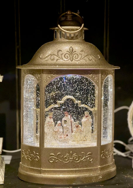 GLITTER LANTERN - CHAMPAGNE NATIVITY TALL LANTERN 4500766