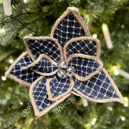 BLUE JUTE TRIM POINSETTIA F4206798