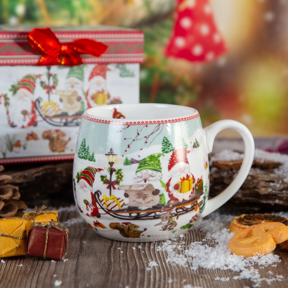 Xmas Gift Box Mug Gnome Express JW06-1