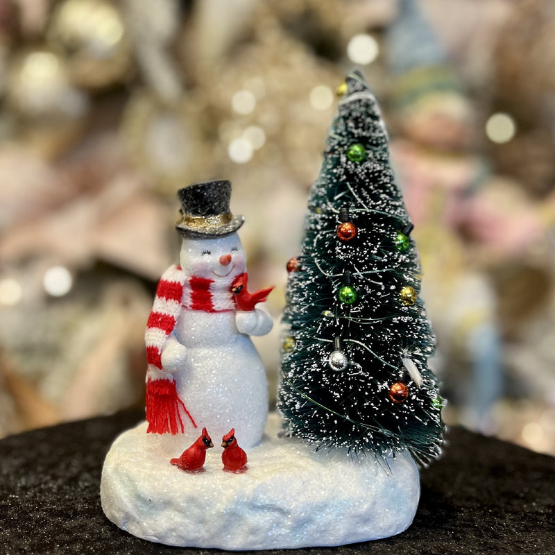 VINTAGE SNOWMAN WITH LED SISAL TREE 7 INCH 4319125