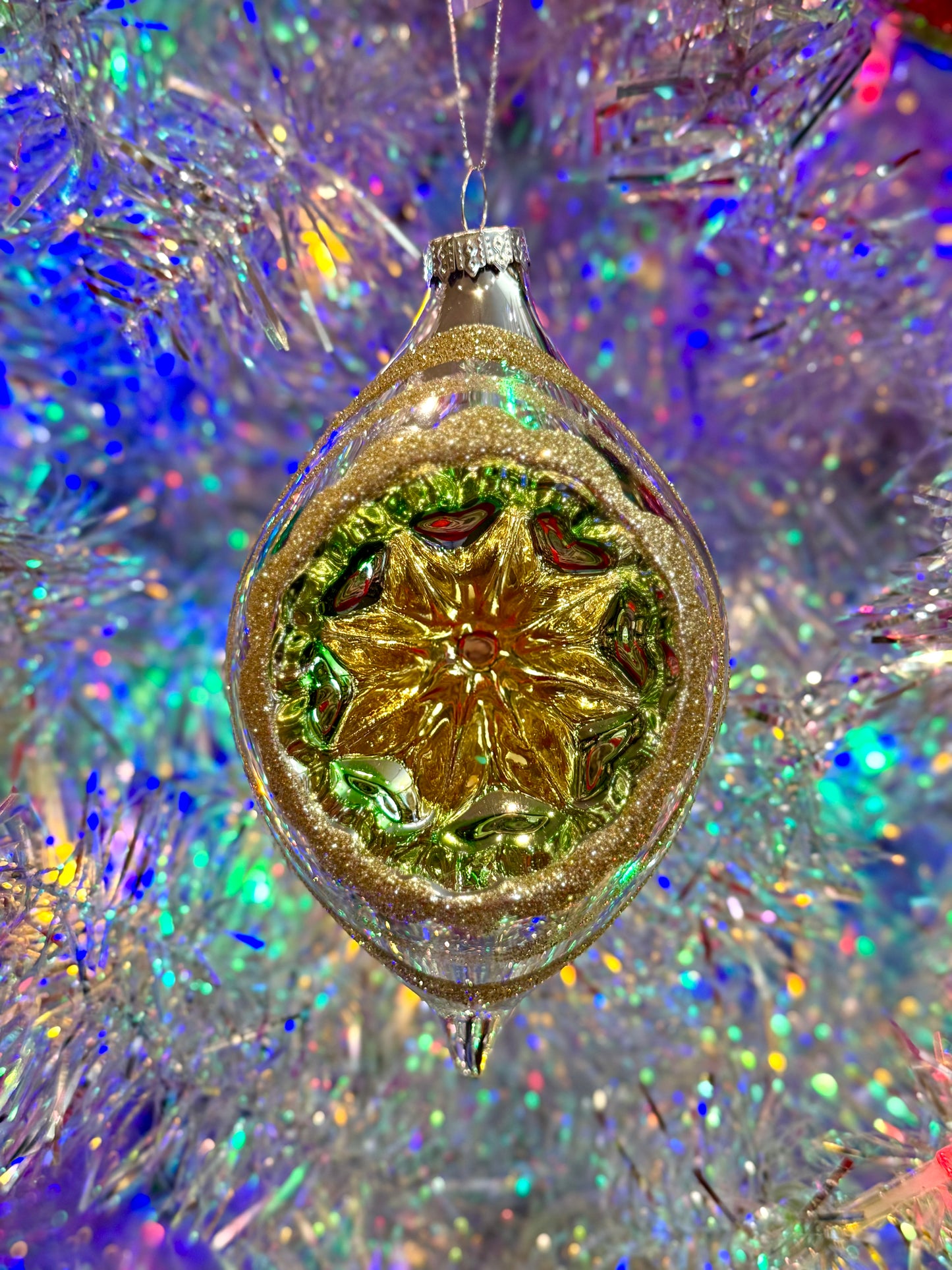 SILVER TEARDROP REFLECTOR ORNAMENT - JQAM347
