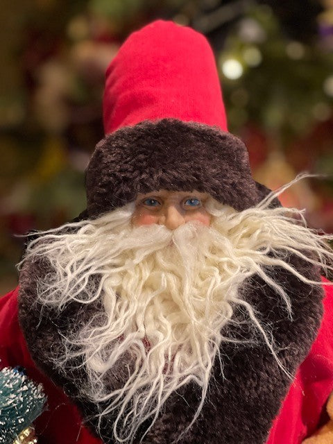 SANTA WITH FUR TRIM TREE TOPPER