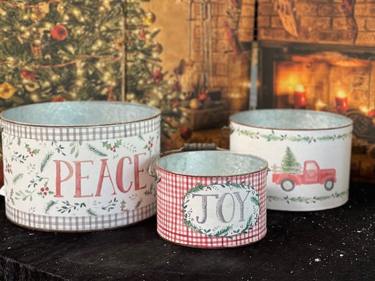 PEACE ROUND TIN BUCKET 104193