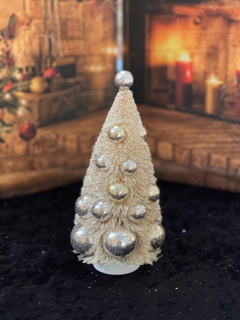 BETHANY LOWE SILVER & GOLD WHITE BOTTLE BRUSH TREE SMALL LC9578