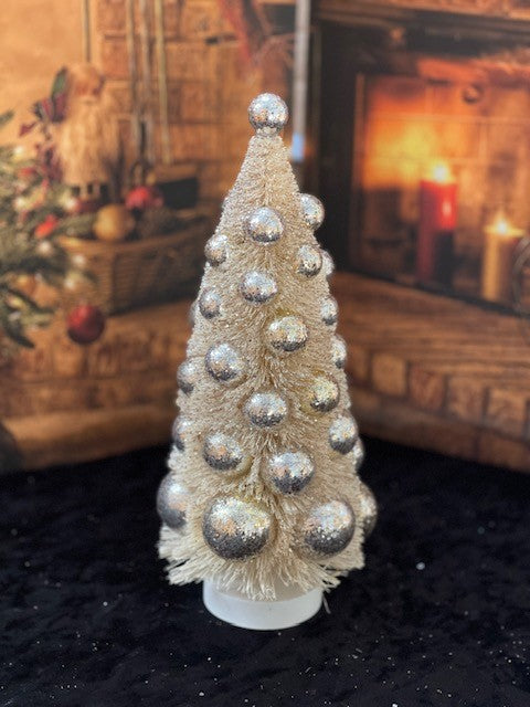 BETHANY LOWE SILVER & GOLD WHITE BOTTLE BRUSH MEDIUM TREE LC9578