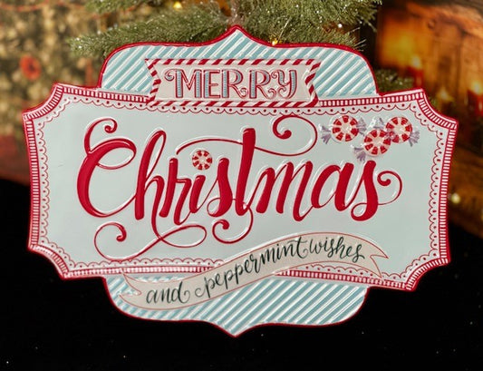 PEPPERMINT WISHES EMBOSSED METAL WALL ART 4111270