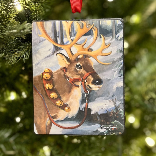 REINDEER METAL SQUARE DISC ORNAMENT 4321343