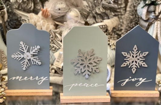 JOY SNOWFLAKE TABLE SIGN X2512